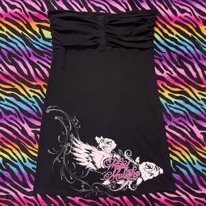 Y2k grunge goth rare 2000s metal mulisha moto tube top dress women’s